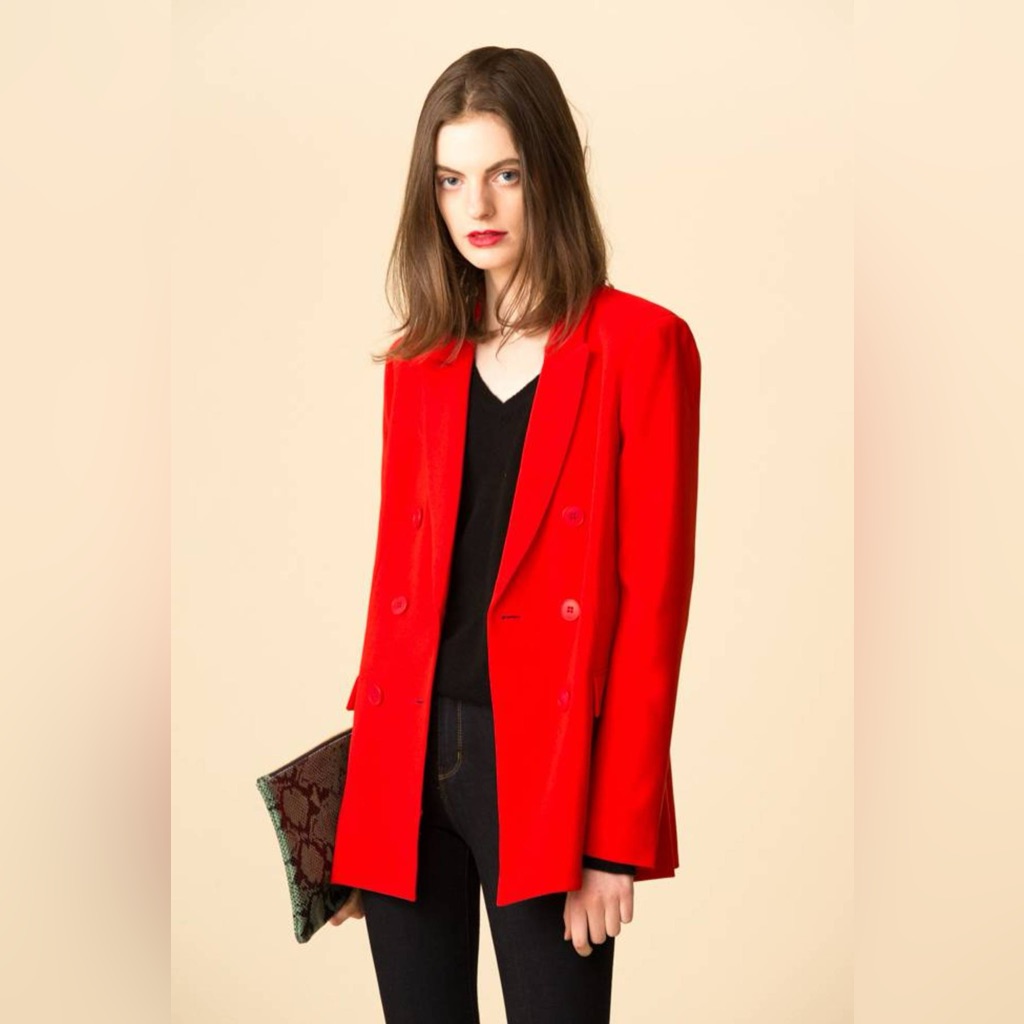 Tibi Steward Double Breasted Blazer Red Size 6